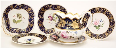 Lot 88 - A Bloor Derby bone china part dessert service; Regency porcelain jug; and a plate.
