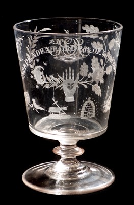 Lot 206 - 'The Independent Order of Oddfellows' bucket-shaped rummer.
