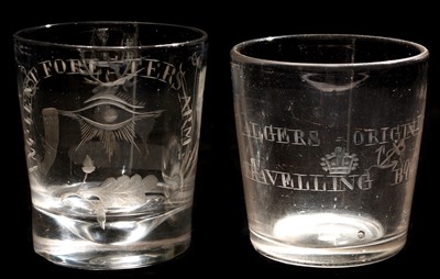 Lot 207 - Two engraved tumblers.