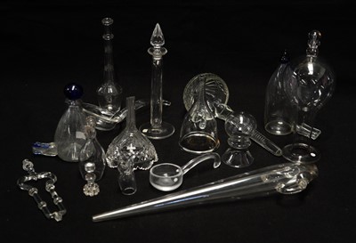 Lot 202 - 19th Century: two bird feeders; and miscellaneous glass items.