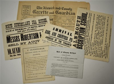 Lot 390 - Alnwick interest paper ephemera