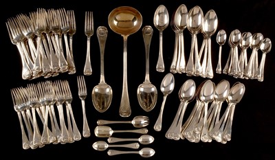 Lot 521 - A George IV suite of silver cutlery