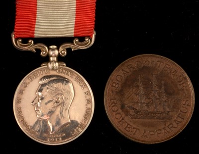 Lot 1736 - Rocket Apperatus Long Service medal and medallion