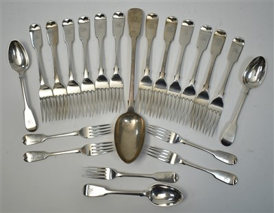 Lot 502 - Victorian part suite of silver cutlery