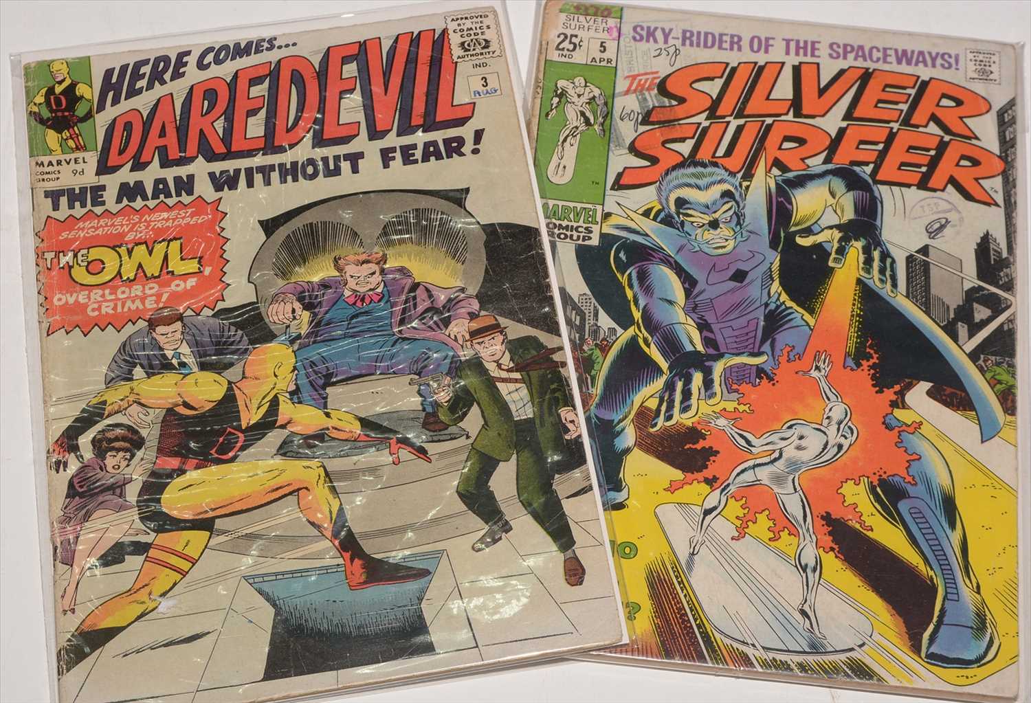 Lot 45 - The Silver Surfer No. 5 and Daredevil No. 3.