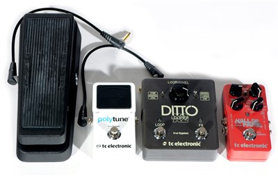 Lot 165 - A Dunlop Crybaby GCB95 and three guitar pedals
