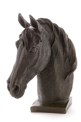 Lot 1634 - Bronzed horse head sculpture