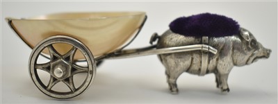 Lot 248 - Silver pig pin cushion