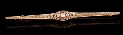 Lot 120 - Ruby and Diamond Bar Brooch