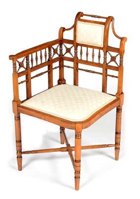 Lot 805 - An unusual aesthetic movement corner chair.