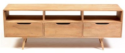 Lot 1584 - A retro exotic wood sideboard.