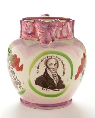 Lot 313A - A Sunderland lustre commemorative jug.