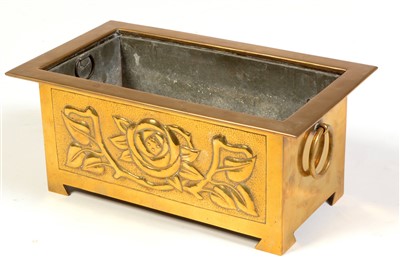 Lot 1592 - A Scottish Arts & Crafts brass jardiniere.