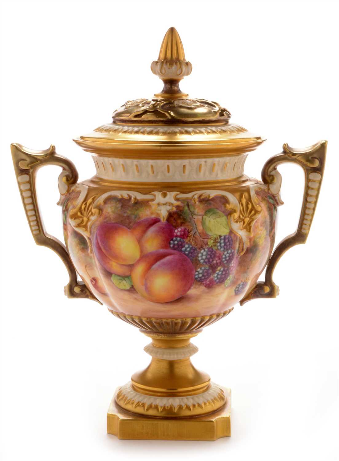 Lot 549 - Royal Worcester pot pourri vase and cover by Freeman