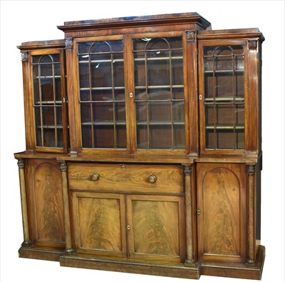 Lot 1128 - George IV breakfront secretaire bookcase.