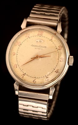 Lot 44 - Jaeger LeCoultre: a gentleman's stainless steel 'bumper' wristwatch