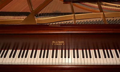 Lot 124 - Allison mahogany framed boudoir grand piano.