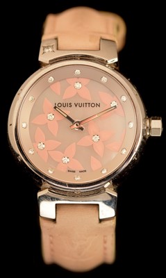 Lot 34 - Louis Vuitton: a tambour 'Lovely Diamonds' stainless steel lady's wristwatch