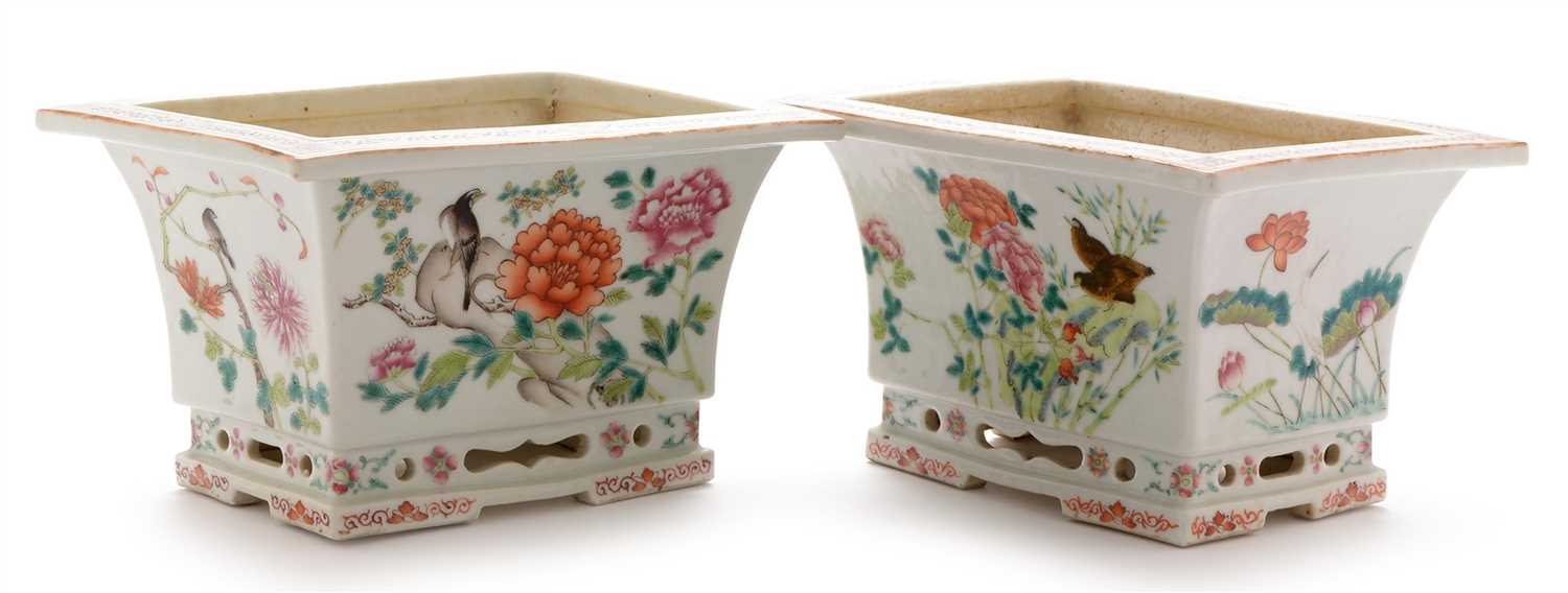 Lot 469 - Pair of Chinese Famille Rose jardinieres.