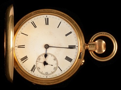 Lot 33 - 18ct gold half hunter pocket watch