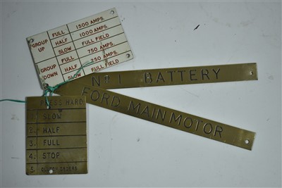 Lot 1454 - Four tallies from submarine HMS TRENCHANT.