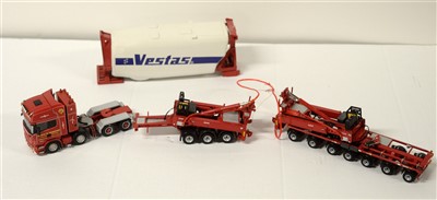 Lot 1319 - A die-cast model Scania Mega windmill transporter by Nooteboom.