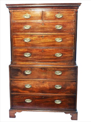 Lot 1009 - A George III mahogany chest on chest