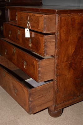 Lot 1115 - A William & Mary walnut and seaweed marquetry decorated chest