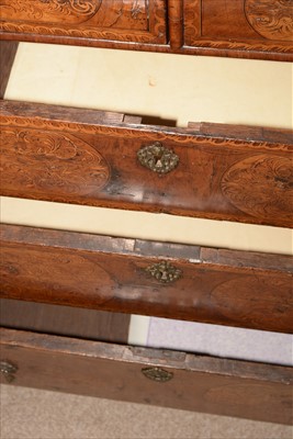 Lot 1115 - A William & Mary walnut and seaweed marquetry decorated chest