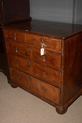 Lot 1115 - A William & Mary walnut and seaweed marquetry decorated chest