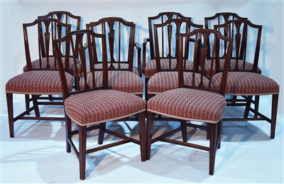 Lot 1185 - A set of ten George III and later mahogany dining chairs.