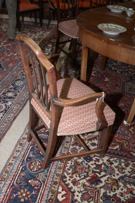 Lot 1185 - A set of ten George III and later mahogany dining chairs.