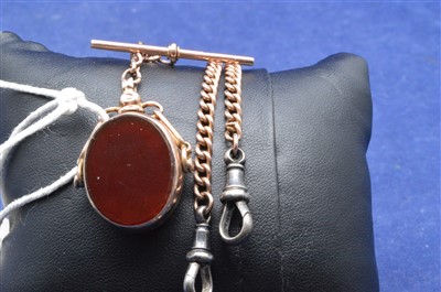Lot 37 - Yellow metal watch chain and fob