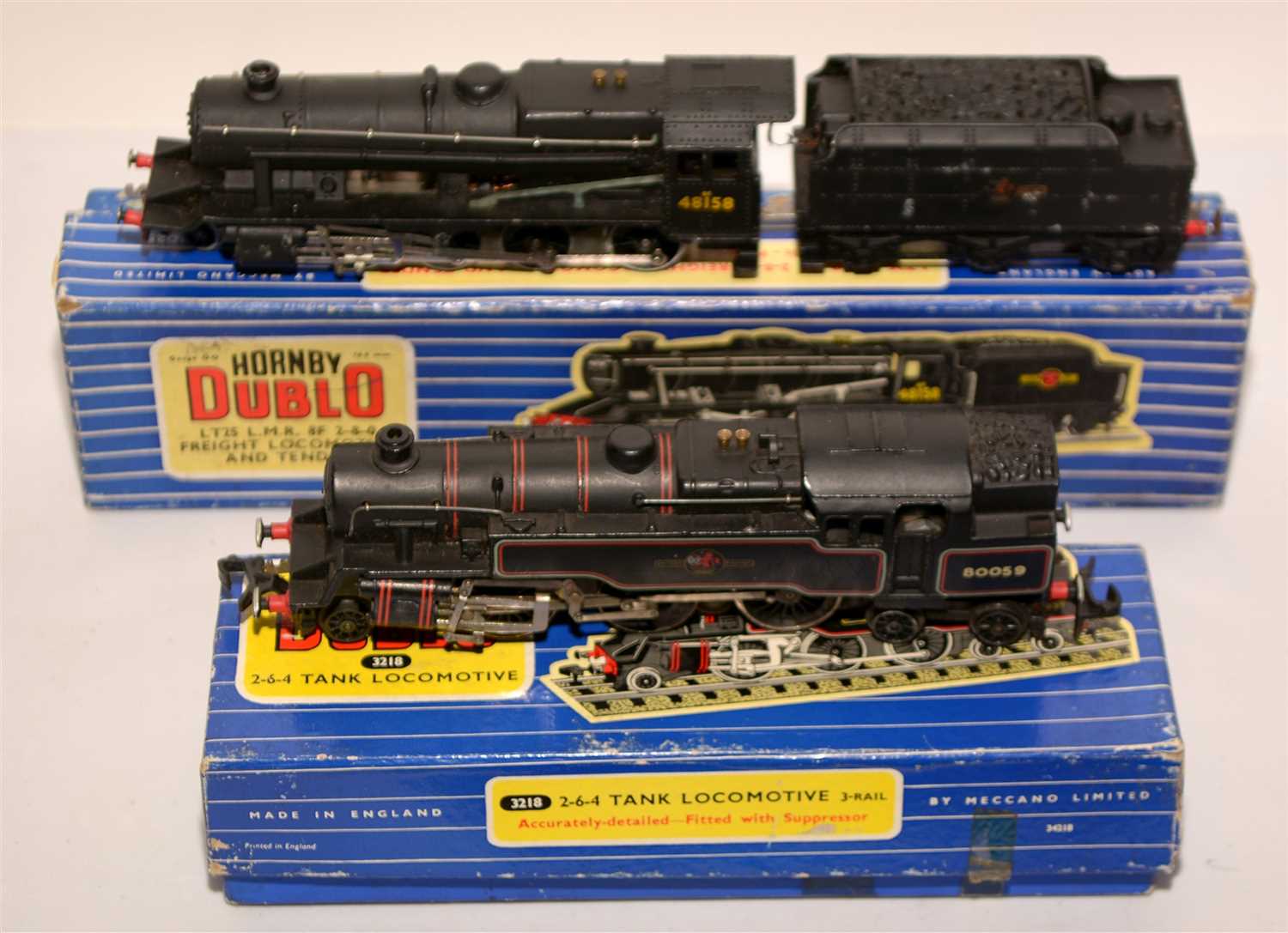 Lot 1397 - Hornby Dublo locomotives and tender.