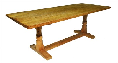 Lot 1146 - Mouseman: a Robert Thompson of Kilburn oak refectory table.