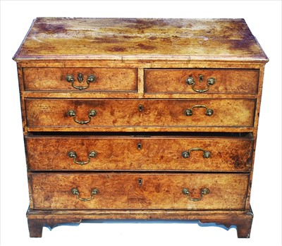 Lot 1213 - A George III burr walnut chest of drawers