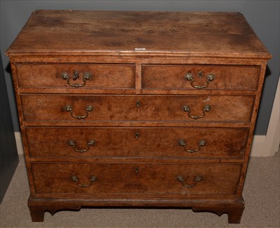 Lot 1213 - A George III burr walnut chest of drawers