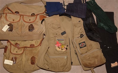 Lot 1581 - Flotatation waistcoat; fishing bags and slips.