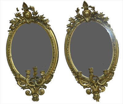 Lot 1063 - A pair of 19th Century girandoles