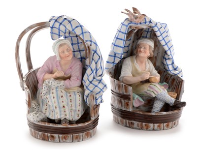 Lot 594 - Pair of Meissen style figures
