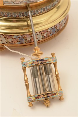 Lot 984 - Champleve enamel brass mantel clock
