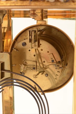 Lot 984 - Champleve enamel brass mantel clock