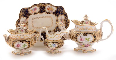 Lot 526 - Three piece Staffordshire tea set probably Ridgway, two Doulton plates