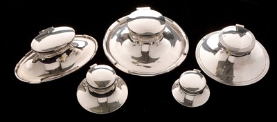 Lot 265 - Five silver inkwells