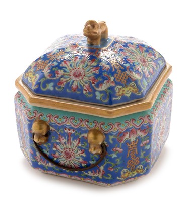 Lot 467 - Chinese Famille Rose jar, cover and stand.
