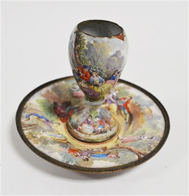 Lot 339 - Viennese enamel vessel and stand
