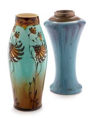 Lot 540 - Minton secessionist vase; and a silver-mounted Art pottery vase.