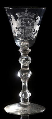 Lot 616 - Newcastle Royal Coat of Arms wine glass.
