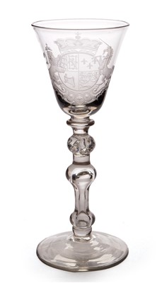 Lot 616 - Newcastle Royal Coat of Arms wine glass.