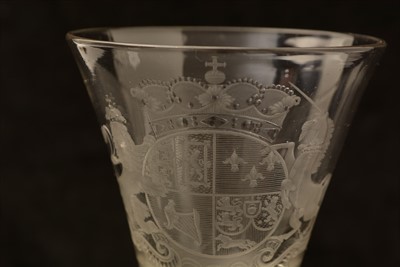 Lot 616 - Newcastle Royal Coat of Arms wine glass.